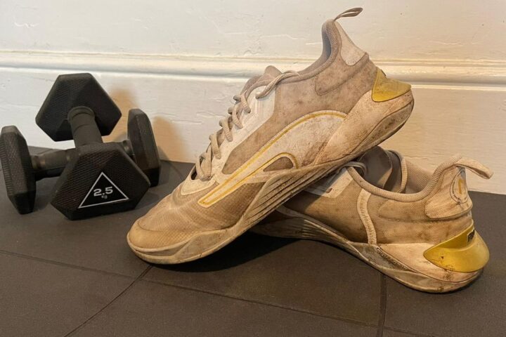 A well-worn pair of Puma Fuse 2.0s owned by Coach writer Harry Bullmore